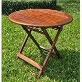 Outdoor Living : 32' Round Wooden Folding Table with Straight Legs (Stain) (28'H x 32'W x 32'D)