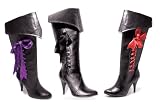 418-Pirate Knee High Boot With Fold Over Cuff and Lace Up Side With Interchangeable Ribbons High Heel Shoes