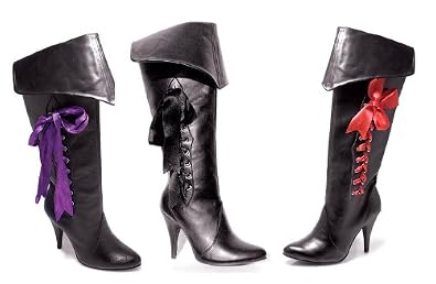 Black Adult Ladies High Heeled Pirate Boots