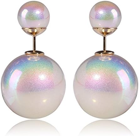 Holypink TM - New Original Hand Finished White Double Pearl Drop Holographic Earring Gift