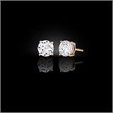 Sterling Silver Gold-Plated Cubic Zirconia Prong Set Post/8mm