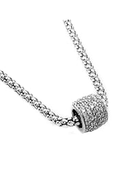 Ladies Sterling Silver and Rhodium Plating 1.00 Carat Real Diamonds Barrel Necklace (Color H-I, Clarity I2-I3)