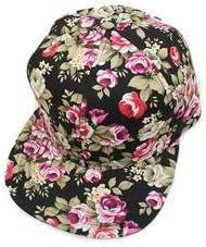 Women's Colorful Floral 5 Panel Leather Strap back Cotton Cap