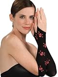 Women's Sexy Black and Red Skull Cross Bones Fingerless Arm Warmer Gloves