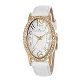 AK Anne Klein Women's 109182WTWT Swarovski Crystal Accented White Leather Strap Watch