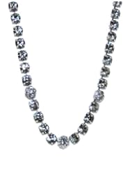 Van Galz Handcrafted Antique Silver Finish Elegant Art Deco Black Diamond Swarovski Crystal Statement Necklace