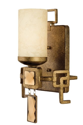 Varaluz 167B01 Noir Light Bath Light, Kolorado Finish with Tea Stained Creamy Glass Shade, 7-1/2-Inch by 13-Inch by 5-1/2-Inch