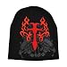 Pointe Embroidered Red Flame Cross Man Woman Black Soft Winter Hat Knit Beanie Skull Snowboard Ski Cap Ribbed Extra Warmth