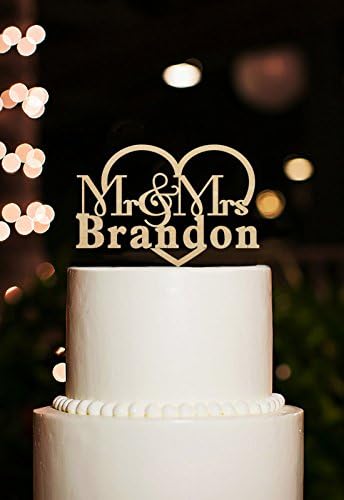 Mr and Mrs Cake Topper Rustic Personalized Name Wood Cake Toppers for Wedding