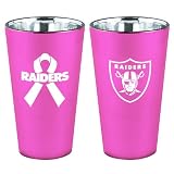 NFL Oakland Raiders 16-Ounce Breast Cancer Awareness Lusterware Pint Glass Set