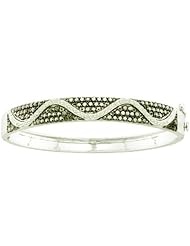 2.55 Carat (ctw) 14k White Gold Round White & Black Diamond Ladies Fashion Bangle Bracelet