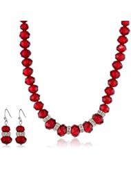 1928 Jewelry "1928 Rich Cut Sets" Silver-Tone and Crystal Earrings and Necklace (16") Jewelry Set
