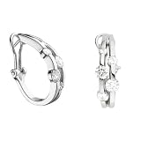 14K White Gold 2-Row Moissanite Hoop Earrings