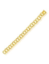 10.0 mm 14K Yellow Gold Solid Double Link Charm Bracelet