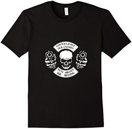 Men's Punisher God Will Judge Funny Military Army Black t shirt Large Black
