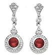 14K White Gold Mozambique Garnet and Diamond Earrings