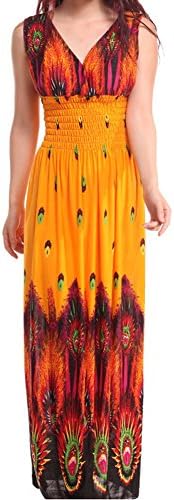 V Collar Peacock Bohemia Long Beach Maxi Dress Size S-M (C11)
