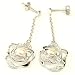 Pearl Earrings Flower CZ Diamonds Dangling Sterling Silver By Bucasi