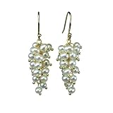 White Cultured Pearl Bunch Earrings in 18k Yellow Gold Overlay Sterling Silver