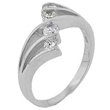 Sterling Silver Round Cut Cz Quad Split Wrap Promise Ring