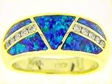 14K Yellow Gold Diamond and Black Opal Inlay Ring
