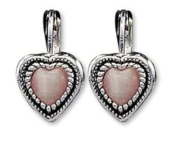 Pink Stone Heart Earrings