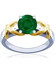 Platinum Round Cut Emerald Solitaire Ring