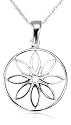Sterling Silver Girl's Framed Flower Pendant, 13-15"