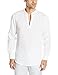 Perry Ellis Men's Long-Sleeve Solid Linen Popover Shirt