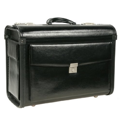 Dermata Business Pilotenkoffer aus Leder schwarz