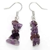 Purple Amethyst Chips Silver Plated Drop Earrings (1 Pair)