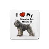 I Love My Bouvier des Flandres Rubber Square Coaster (4 pack)
