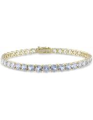10K Gold 4mm Created Aquamarine Tennis Bracelet