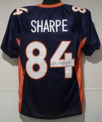 Shannon Sharpe Autographed Denver Broncos Blue Jersey w/