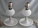 Set of 2 - Vintage Hobnail Milk Glass Electric Table Lamp Lights - 10 Inch (No Shades)