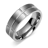 Cross Notched 8mm Comfort Fit Mens Tungsten Carbide Wedding Band Ring Size 12