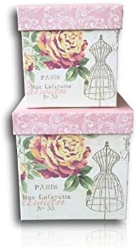 Organizer Box Set: Paris Themed Paper Boxe Set of Two : Sewing Organizer Box, Ribbon Organizer Box and Much More