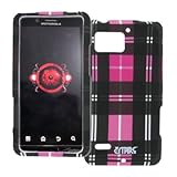 EMPIRE Pink Plaid Design Hard Case Cover for Verizon Motorola DROID Bionic  ....