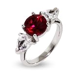 Round Cut Ruby CZ Engagement Ring