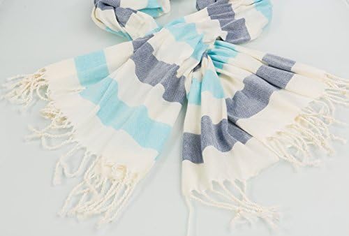 100% Cotton Pestemal (Peshtemal) Turkish Bath Towel - 39.5 X 68" (Blue / Light-Blue)