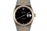 Rolex Mens Stainless Steel Oyster Quartz Datejust Black Dial