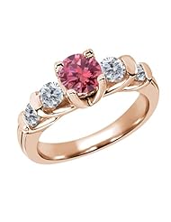1.63 Ct Round Pink and G/H Diamond 14K Rose Gold Ring