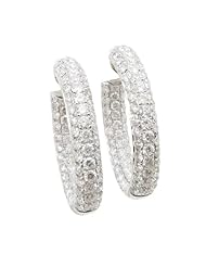 Women 18k White Gold 4.24ctw diamond Hoop earring 58 LE122 Size 10.75