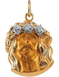 Head Of Jesus Crown Pendant With Diamond 14K Gold Yellow R16928