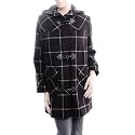 Black Check Womens Winter Duffel Coat.
