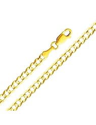10K Yellow Gold Solid Flat Cuban Link Lobster Clasp Chain Necklace 3.7MM 36 Inches