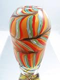 Murano Glass Rainbow Heart Swirls Glass Art Vase