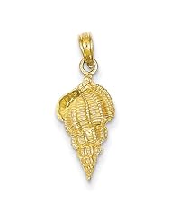 14K Yellow Gold Conch Shell Charm Pendant 24mmx9mm