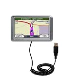 Coiled Power Hot Sync and Charge USB Data Cable w/ Tip Exchange for the Garmin Nuvi 250 - Gomadic Brand