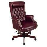 Office Star Traditional Vinyl Executive Chair in Mahogany